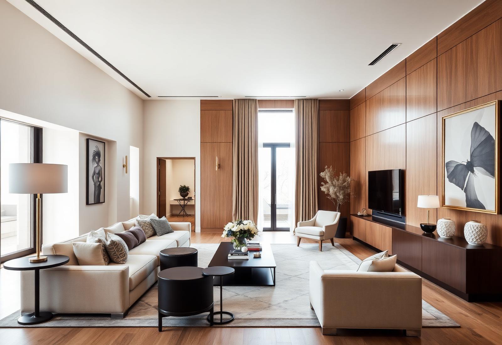 Premium living room interior designed and executed by SVV Builders